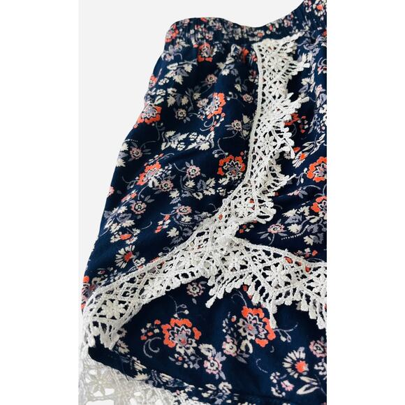 CHARLOTTE RUE HIGH-RISE SHORT LENGTH DRESSY SHORTS, WOMENS, S-NAVY-ORANGE PURPLE - Picture 6 of 11